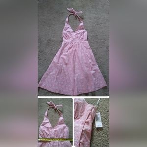 Vineyard Vines Halter Paisley Dress Pink White NWT 2 4